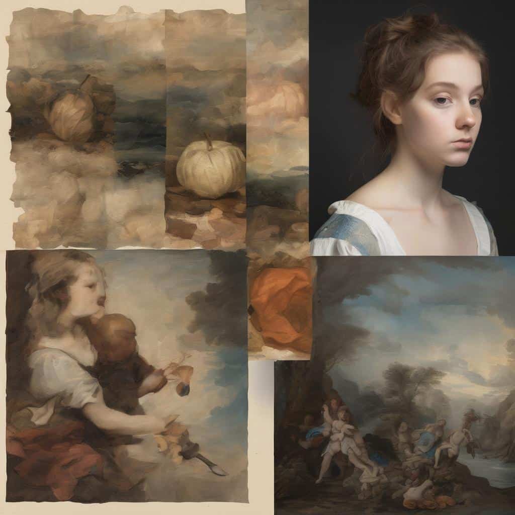 Ο Μεταμοντερνιστής των Φρούτων, συνδυάζει παραδοσιακή και σύγχρονη τέχνη με εικόνες φρούτων και νεαρές γυναίκες, αναδεικνύοντας την εξέλιξη της τέχνης και του πολιτισμού.